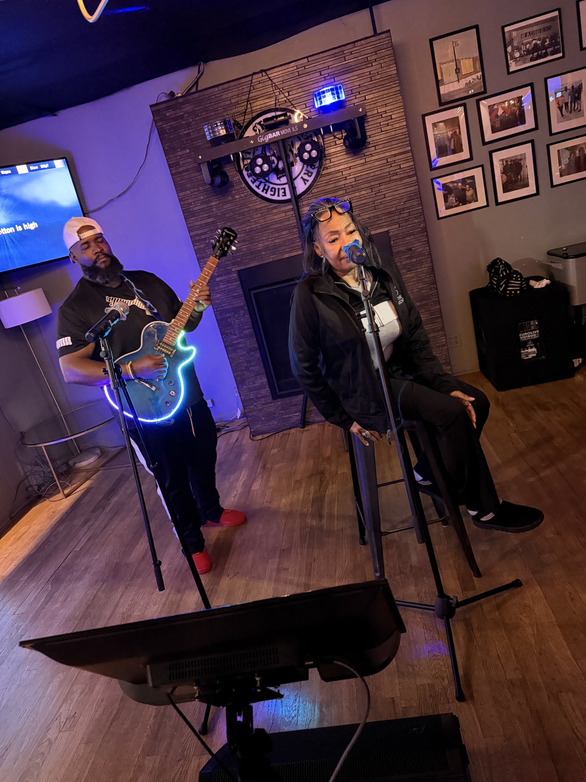 Singer and live guitarist performing at 18th Street Brewery Wednesday karaoke Gary Indiana
